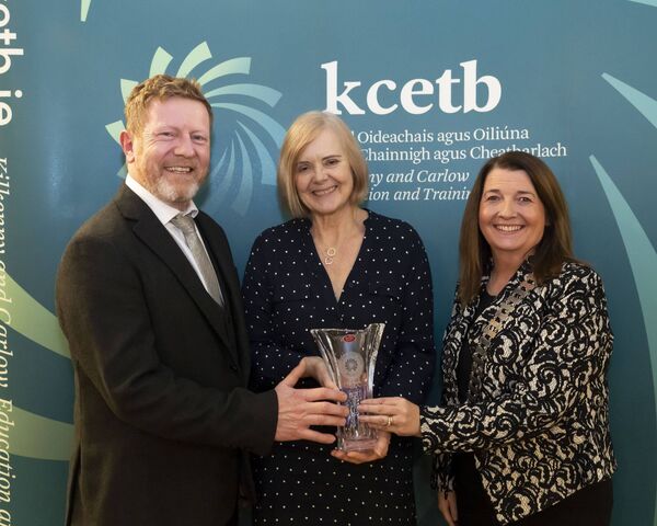 Joan Dunne from Carlow Institute of Further Education with CIFE principal David Forde and cllr Andrea Dalton