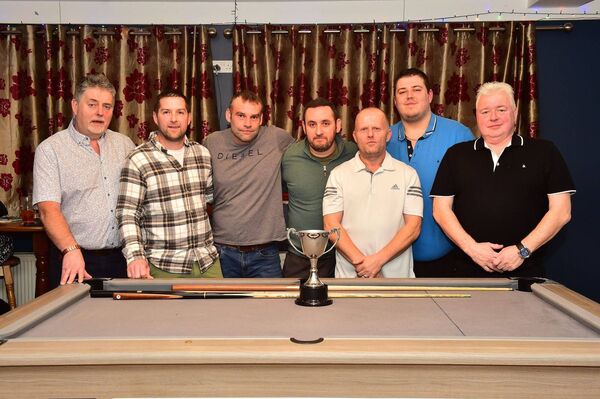 The winning team on the night from Maher's of Goresbridge: Captain John Quinn, Colm Dempsey, Michael Barco, Chris Plats, Gerry Begley, Billy Cummins and Patrick Hynes
