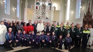 <p>Representatives of the various emergency services and voluntary groups at the annual New Year's mass for peace in Carlow Cathedral Photos: Paul Curran </p>