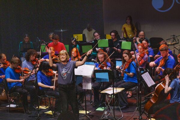 Majella in full flight as she conducts young musicians during the Carlow College of Music concert "Meet the Orchestra" in Visual Photo: Michael O'Rourke Majella in full flight as she conducts young musicians during the Carlow College of Music concert "Meet the Orchestra" in Visual Photo: Michael O'Rourke