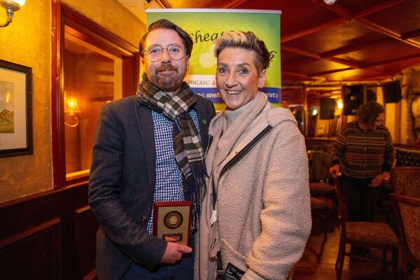 Mary Fleming and her son Seán Ó Broin at Gradaim Glór Cheatharlach Mary Fleming and her son Seán Ó Broin at Gradaim Glór Cheatharlach