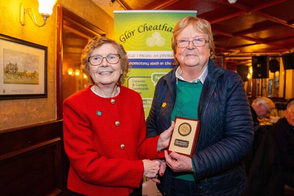 Áine Uí Fhaoláin was recognised for her ongoing participation in all things Irish in Carlow over 40 years Áine Uí Fhaoláin was recognised for her ongoing participation in all things Irish in Carlow over 40 years