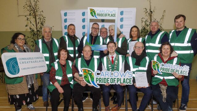 <p>Carlow County Council and elected representatives, along with members of the local community in Ballymurphy, announced a new tranche of grants for this year's Pride of Place competition. Photo: Michael O'Rourke Photography </p>