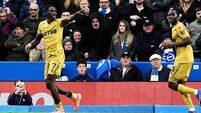 Ismaila Sarr on target as Crystal Palace end 12-match winless run at Brighton