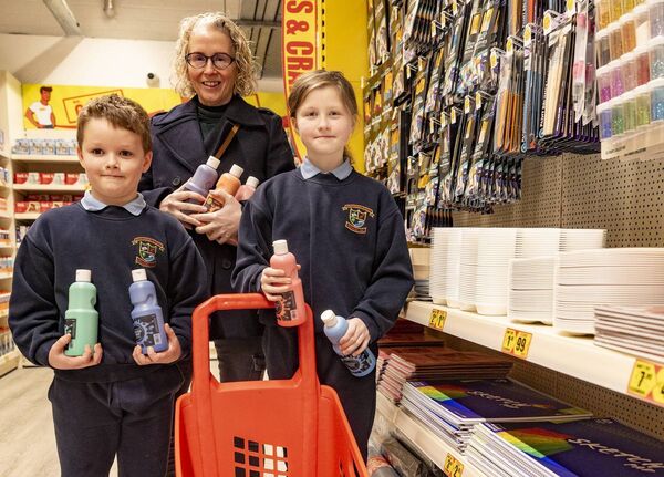 Shopping for their school art project at official opening of Mr Price in the Carlow Shopping Centre were Patrick and Charlotte O’Donovan with their mother Susan