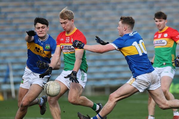 Ross Dunphy scores a first half goal for Carlow during the win over Tipperary Photo: Pat Ahern Ross Dunphy scores a first half goal for Carlow during the win over Tipperary Photo: Pat Ahern