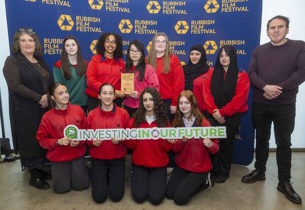 The Best Poster Award went to St Leo's College, whose TY students are pictured with Dee Sewell and teacher Sean O'Flaherty The Best Poster Award went to St Leo's College, whose TY students are pictured with Dee Sewell and teacher Sean O'Flaherty