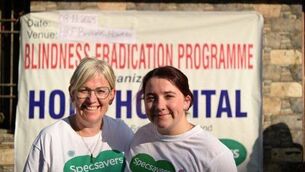 <p>Mother and daughter, Dolores and Abby O'Neill, in India with Specsavers </p>