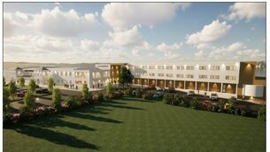 <p>An artist's impression of the remodelled Woodford Dolmen Hotel that was submitted with the original application</p>