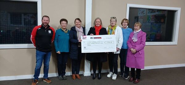 Members of the Clonegla/Kildavin GAA club present €750 to principal Mary Gallagher and staff at Clonegal NS Members of the Clonegla/Kildavin GAA club present €750 to principal Mary Gallagher and staff at Clonegal NS