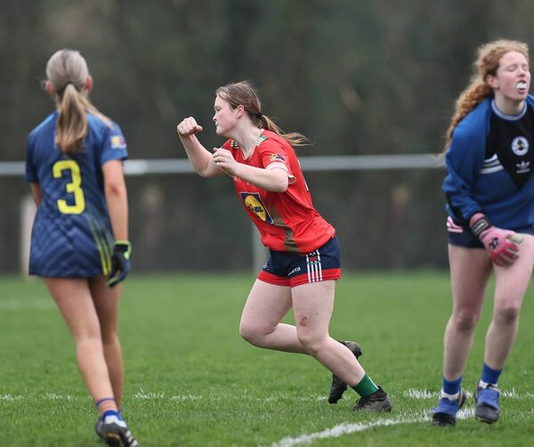 Amy Wall celebrates scoring a goal
