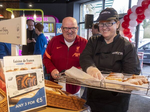 Mags Shelton (Cuisine de France) and customer Ger Hosey