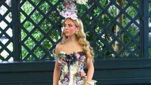 <p>Alexandra Hennessy modelling her and Lucy O'Donoghue's 'Memories in the Margin' design</p>