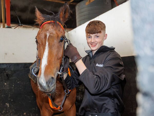 A fresh faced Paddy Hanlon with Hewick back in 2023, now he's set to ride him in a Grade 1 at the Cheltenham Festival Photo: michaelorourkephotography.ie