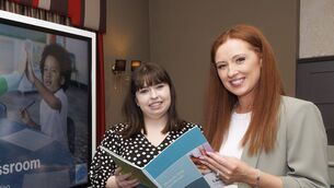 <p>Louise Burnett (right), founder Autism Heroes, with workshop facilitator Jessie Kelly at the Autism Heroes teacher and SNA workshop in the Woodford Dolmen Hotel Photo: Michael O'Rourke Photography</p>