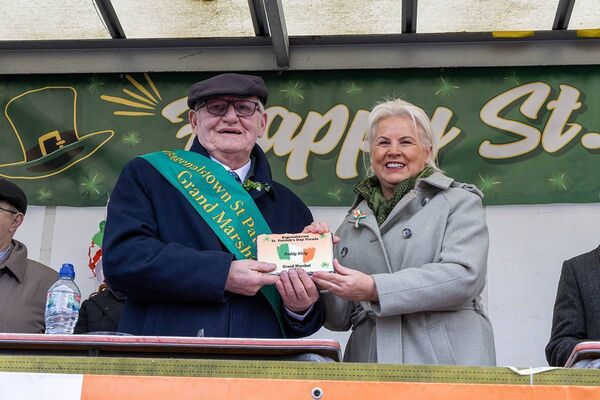 Grand marshall Paddy Kiely with minister of state, Jennifer Murnane O'Connor 