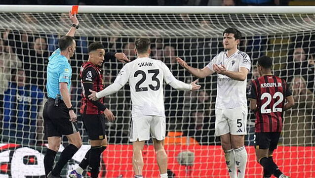 Harry Maguire’s England recall tempered by red card in Man Utd draw