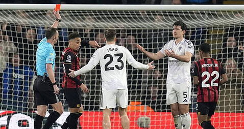 Harry Maguire’s England recall tempered by red card in Man Utd draw