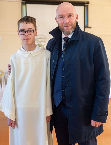 Jake Ó hAodha and sponsor Michéal Ó Braoinain