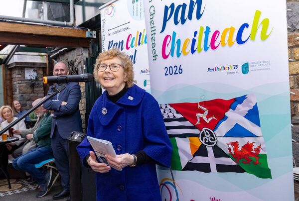 Organiser Bríde de Róiste speaking during the launch of the Pan Celtic Festival Programme in the Dinn Rí, Carlow Photo: Michael O'Rourke Photography 2026