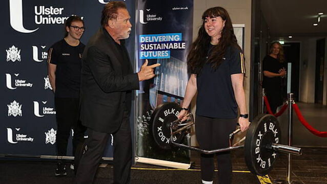 ‘Don’t limit yourself’: Schwarzenegger tells Belfast students to dream big