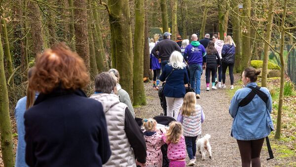 Walkers head out through the woods in Rathwood during the 'Walk Your Socks Off'' event Walkers head out through the woods in Rathwood during the 'Walk Your Socks Off'' event