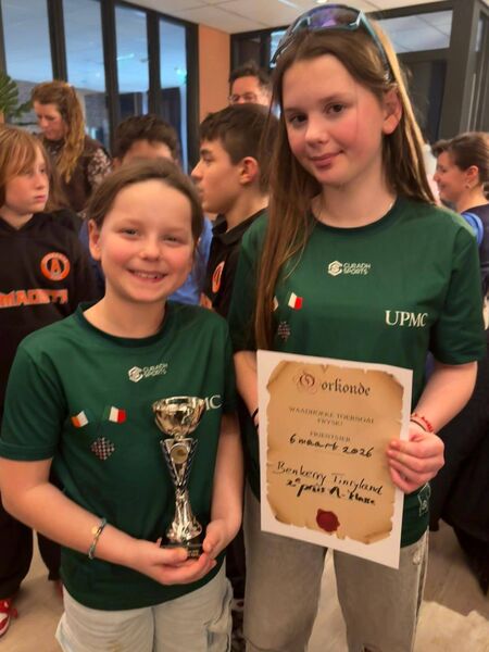 Sisters Darcy and Sara Donegan placed 2nd in the U12 Fryslân Open juvenile team tournament in Franeker, Netherlands in March. Sisters Darcy and Sara Donegan placed 2nd in the U12 Fryslân Open juvenile team tournament in Franeker, Netherlands in March.