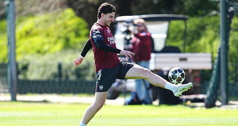 Declan Rice trains with Arsenal team-mates ahead of trip to Sporting Lisbon