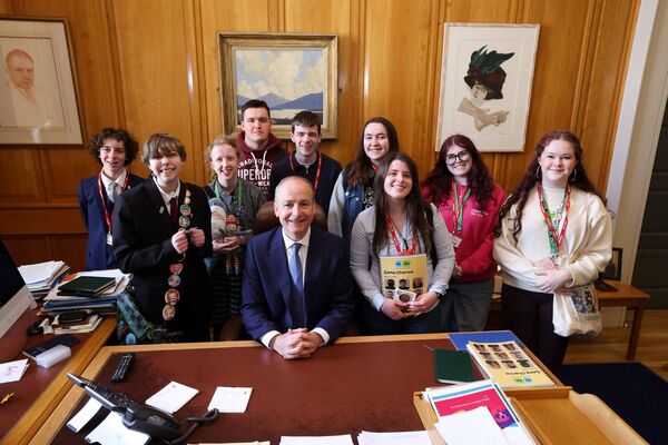 Pictured celebrating World Autism Day (2 April) at Government Buildings is An Taoiseach Micheál Martin with members of the AsIAm Youth Leadership Team Pictured celebrating World Autism Day (2 April) at Government Buildings is An Taoiseach Micheál Martin with members of the AsIAm Youth Leadership Team