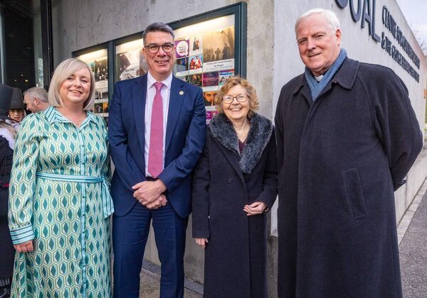Emma Uí Bhroin (Pan Celtic Carlow), Coilín O’Reilly (Chief Executive Carlow Council), Bríde de Róiste (Pan Celtic Carlow) and Fr. Conn Ó’Maoldhomhnaigh (President Carlow College) were pictured at the ‘Informal Gathering’ prior to the official launch of the Pan Celtic Festival '26 in Visual. Pic: © Michael O'Rourke Photography 2026