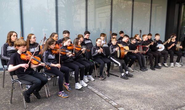 Members of Music Generation Carlow performing at the ‘Informal Gathering’ prior to the official launch of the Pan Celtic Festival '26 in Visual. Pic: © Michael O'Rourke Photography 2026