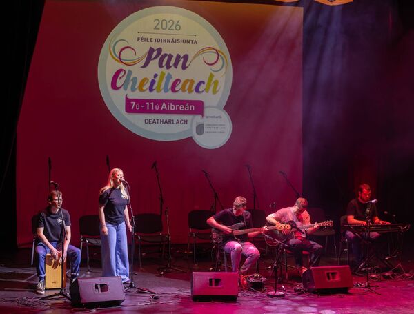 Welsh band Dros Dry winners of last years International Song Contest performing at the official launch of the Pan Celtic Festival in Carlow. Pic: © Michael O'Rourke Photography 2026