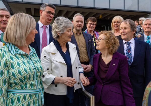 Bríde de Róiste (chief organiser Pan Celtic Festival) welcomes President Catherine Connolly to the official launch of Pan Celtic Festival '26 in Visual. Pic: © Michael O'Rourke Photography 2026