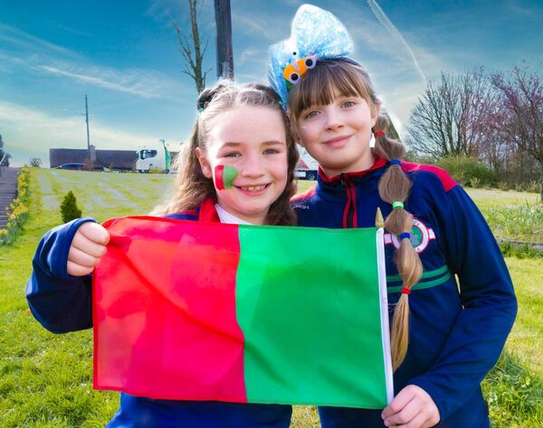 Ellie Halpin and Matilda Earley were pictured at the Hacketstown Easter Parade