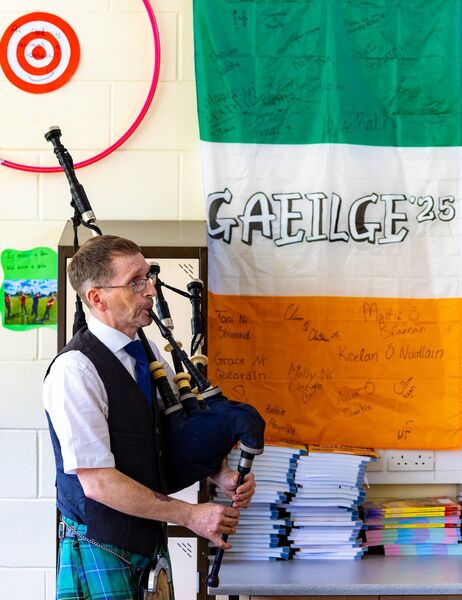 A performer at the piping and drumming competition 