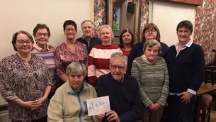 <p>Mary Foster and members of the committee presents a cheque to Carlow/Kilkenny Homecare Team </p>