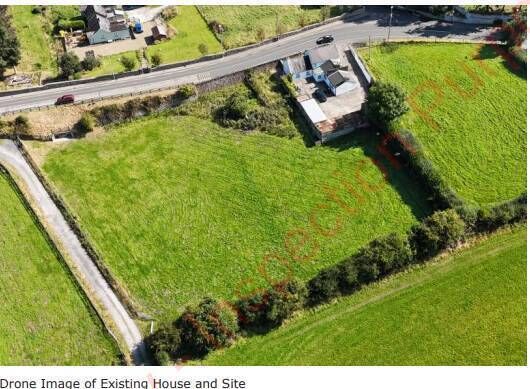 A drone image of the existing house and site submitted as part of the planning submission.