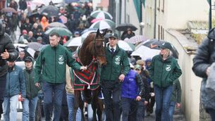 <p>I Am Maximus is paraded through Leighingbridge after winning the Randox English Grand National at Aintree. Photos: INPHO/Tom Maher</p>