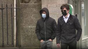 <p>Daniel Quinn Burke from Baltinglass (left) and Shane Kinsella from Kiltegan (right) arriving in court on Thursday 16 April Photo: RTÉ news </p>