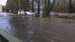 <p>Flooding in Clonegal during Storm Chandra Photo: Katheriona Myler</p>