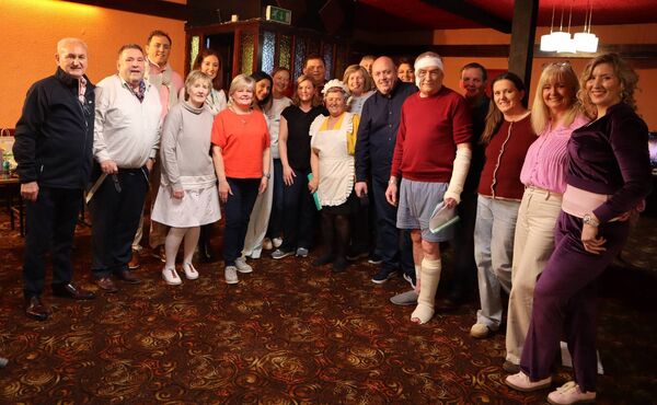 The cast and crew of 'More Wine Darling' in the Glenside Lounge, Killeshin