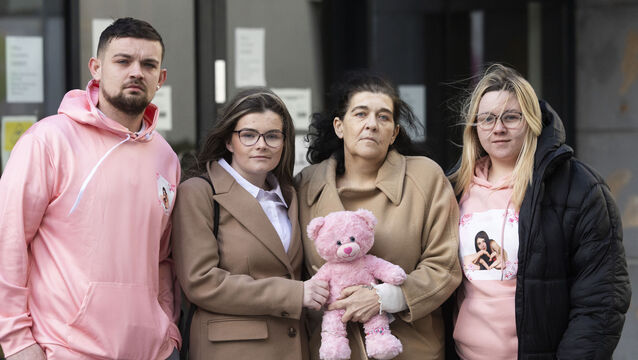 <p> 20.02.2026. Photo shows: Jake, Ella Mother of Molly Dempsey, Mary Dempsey and Katlyn Morris after attending the sentencing hearing at Wicklow Circuit Criminal Court of the accused who cannot be named for legal reasons as he was a minor at the time of the offence, who was given a 2 year suspended sentence. Photo: Collins Courts/CC </p>