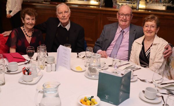 Colette and John Fennelly with Paddy and Lilly Mullins at the Bennekerry Seniors dinner in the Woodford Dolmen Hotel Photos: Paul Curran