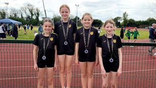 <p>Naas girls U12 Relay team that finished second. Photo: Naas AC.</p> <p>Naas girls U12 Relay team that finished second. Photo: Naas AC.</p>