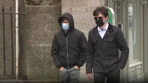 <p>Daniel Quinn Burke (Left) and Shane Kinsella (Right) arrving at Naas Circuit Criminal Court on Thursday 16 April</p>