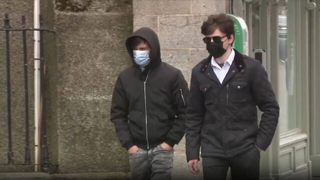 <p>Daniel Quinn Burke (Left) and Shane Kinsella (Right) arrving at Naas Circuit Criminal Court on Thursday 16 April</p>