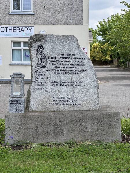 A memorial to babies who died in the old county home on Barrack Street, Carlow