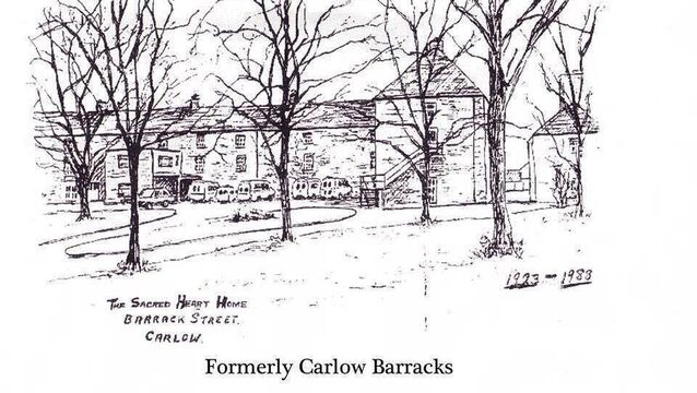 <p>A drawing of the Sacred Heart Home on Barrack Street, before it moved to its new location on the Old Dublin Road</p>