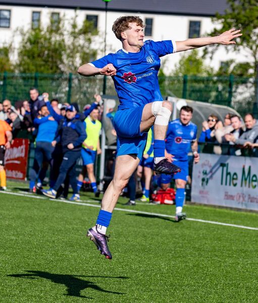 Bagenalstown’s Robbie Kane celebrates after scoring his second goal of the match.