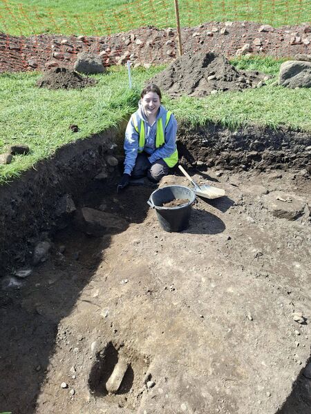 Caoilfhoinn Ní Stoirí from Carlow who was working on the excavation at Ballymoon Castle Photo: Carlow Heritage Office